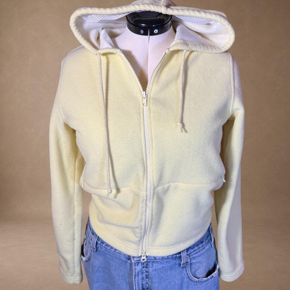 SO Vintage Y2K Butter Yellow Fleece Zip Up Hoodie Fairycore Soft‎ Girl M